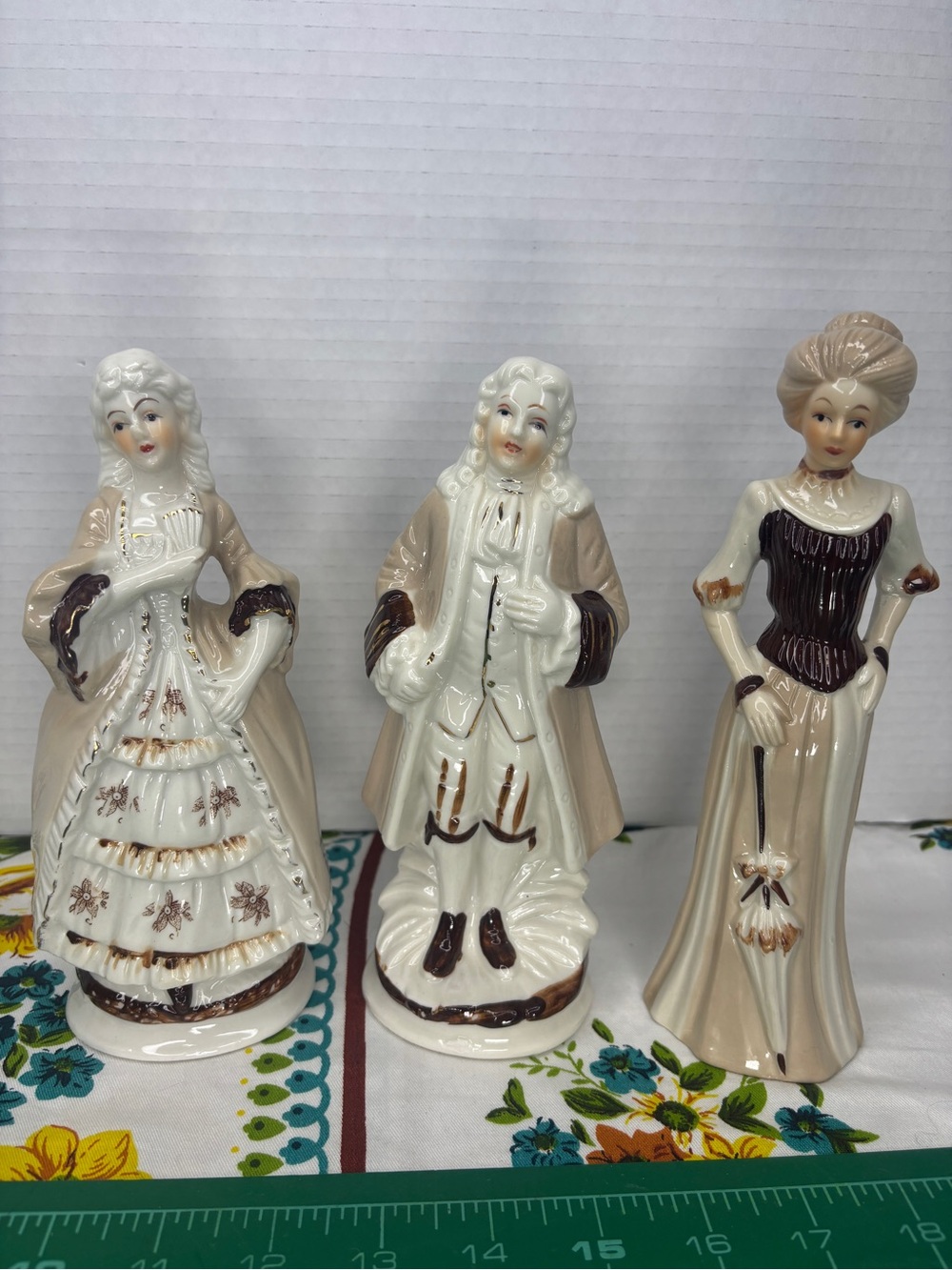 Vintage Aristocrat Porcelain Figurine Trio Victorian Era Made in Taiwan Set